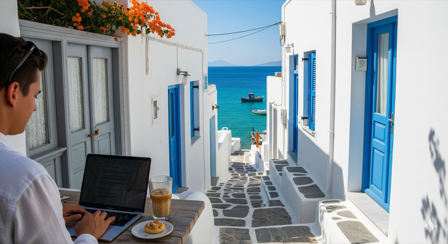 Working from a Greek island